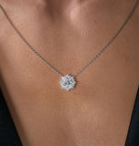 Round Brilliant Cut Moissanite Sunflower Halo Pendant