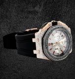 Black Rubber Strap Moissanite Diamond Daily Wear Men's Watch