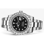 Round Brilliant Cut Moissanite Black Dial Watch