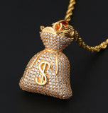 Iced Out Colorless Moissanite Money Bag Hip Hop Pendant