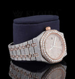 Dual Tone Moissanite Iced Out Hip Hop Wrist Watch Gift For Him