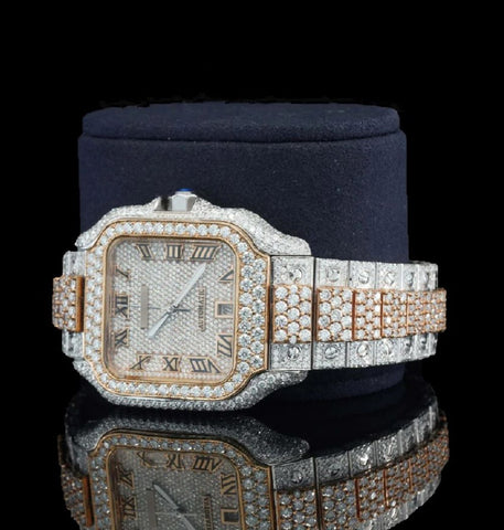 Dual Tone Moissanite Diamond Iced Out Luxury Watch