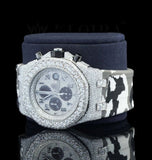 Fancy Rubber Belt Chronograph Moissanite Watch