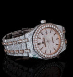 Iced Out Dual Tone Moissanite Diamond Wrist Watch