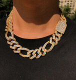 Iced Out Moissanite Diamond Figaro Link Rapper Style Chain