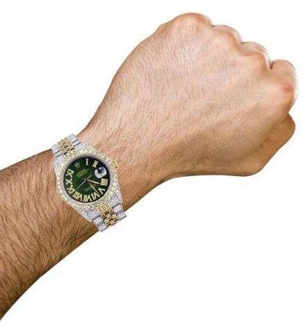 Iced Out Moissanite Green Dial Luxury Wrist Watch