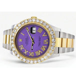 Iced Out Moissanite Purple Dial Stylish Wrist Watch