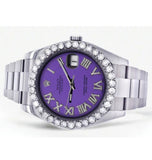 Moissanite Diamond Stylish Purple Dial Men's Watch