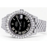 Moissanite Diamond Fabulous Black Dial Watch For Him