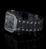 Black Moissanite Diamond Skeleton Iced Out Watch