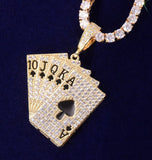 Hip Hop Royal Flush Pendant Moissanite Iced Out Poker Card Pendant