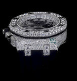 Iced Out Moissanite Diamond Rubber Chronograph Watch