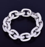 Iced Out VVS1 Moissanite Rolo Link Hip Hop Bracelet