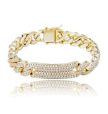 925 Sterling Silver Moissanite Diamond Cuban Link Chain Bracelet