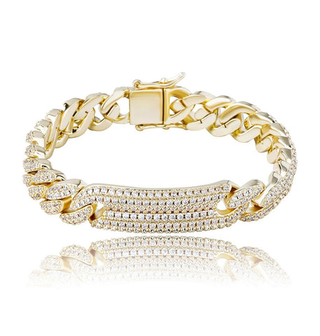 925 Sterling Silver Moissanite Diamond Cuban Link Chain Bracelet