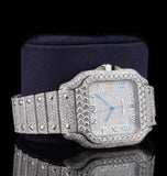 Rainbow Roman Numeral Iced Out Moissanite Wrist Watch