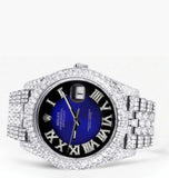 Fabulous Blue Dial Moissanite Diamond Iced Out Watch