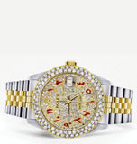 Red Arabic Numeral Iced Out Moissanite Luxury Watch