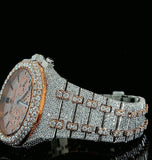 Iced Out Moissanite Diamond Chrono Dual Tone Watch