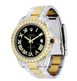 Black Color Dial Dual Tone Moissanite Iced Out Elegant Watch