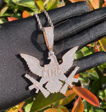 Iced Out Moissanite Eagle With Guns Hip Hop Pendant