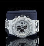 Fancy Rubber Belt Chronograph Moissanite Watch