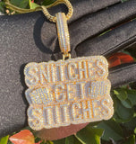 Iced Out Customized Moissanite ‘Snitches Get Stitches’ Pendants
