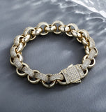 Moissanite Rolo Link Iced Out Hip Hop Bracelet