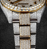 Ice Out Dual Tone Arabic Numeric Moissanite Diamond Men's Watch