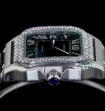 Moissanite Diamond Green Dial Elegant Wrist Watch