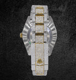 Iced Out Dual Tone Moissanite Diamond Datejust Watch For Him