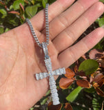 Baguette Cut Moissanite Cross Rapper Style Pendant