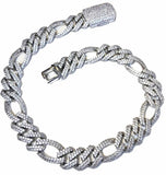 Iced Out Moissanite Diamond Figaro Link Rapper Style Chain