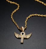 Colorless Moissanite Criss Cross With Wing  Rapper Style Pendant