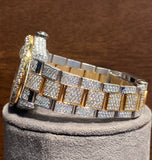 Moissanite Iced Out Dual Tone Wrist Watch For Him