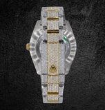 Dual Tone Moissanite Diamond Iced Out Watch