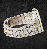 D Color Moissanite Diamond Dual Tone Hip Hop Watch