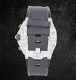 Dual Tone Moissanite Rubber Strap Chronograph Watch