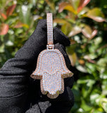 Iced Out Moissanite Hamsa Hand Pendant