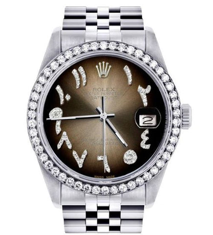 Datejust Moissanite Diamond Brown Dial Watch