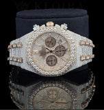 Moissanite Diamond Iced Out Stylish Dual Tone Watch