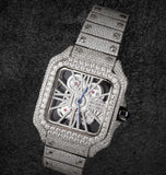 Iced Out Moissanite Diamond Skeleton Watch