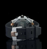 Dual Tone Moissanite Iced Out Rubber Belt Watch