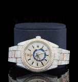 Dual Tone Iced Out Moissanite Diamond Stylish Men's Watch