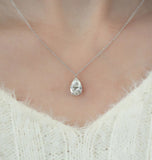 Pear Cur Moissanite Hidden Halo Pendant For Women's