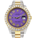 Iced Out Moissanite Purple Dial Stylish Wrist Watch