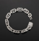 Round Cut Moissanite G Link Hip Hop Bracelet