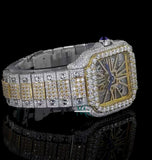 Skeleton Dual Tone Moissanite Diamond Iced Out Watch