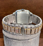 Dual Tone Iced Out Moissanite Wrist Watch For Him