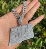 Iced Bubble Letter Hip Hop Pendant ATDB in Moissanite